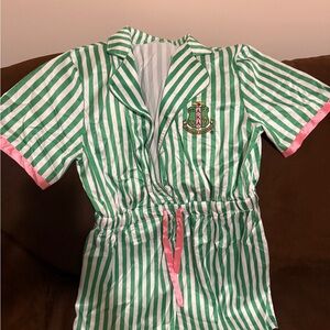AKA Green and Pink Striped Pajamas